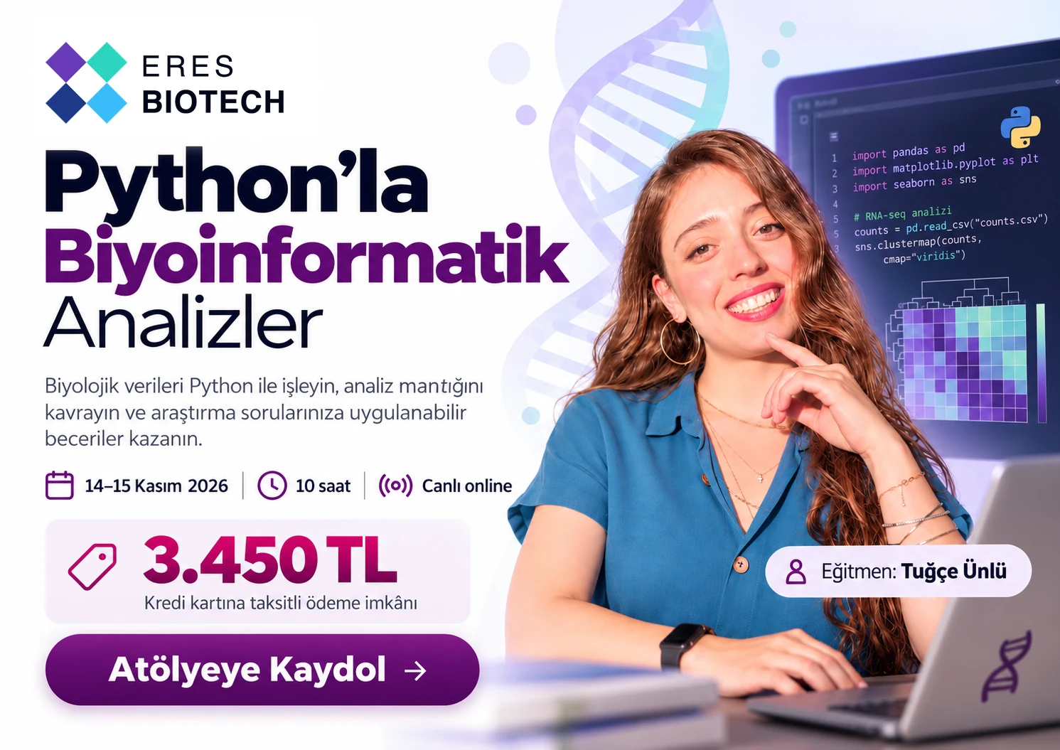 Python'la Biyoinformatik Analizler Atölyesi tanıtım görseli